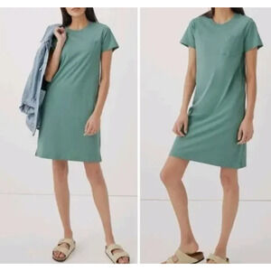 Pact NWT Dark Forest Softspun Pocket Tshirt Dress Sz Small Organic Cotton Green